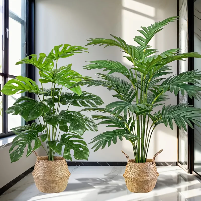 2pcs Green 24Leaves Artificial - Monstera Adansonii 评论和价格